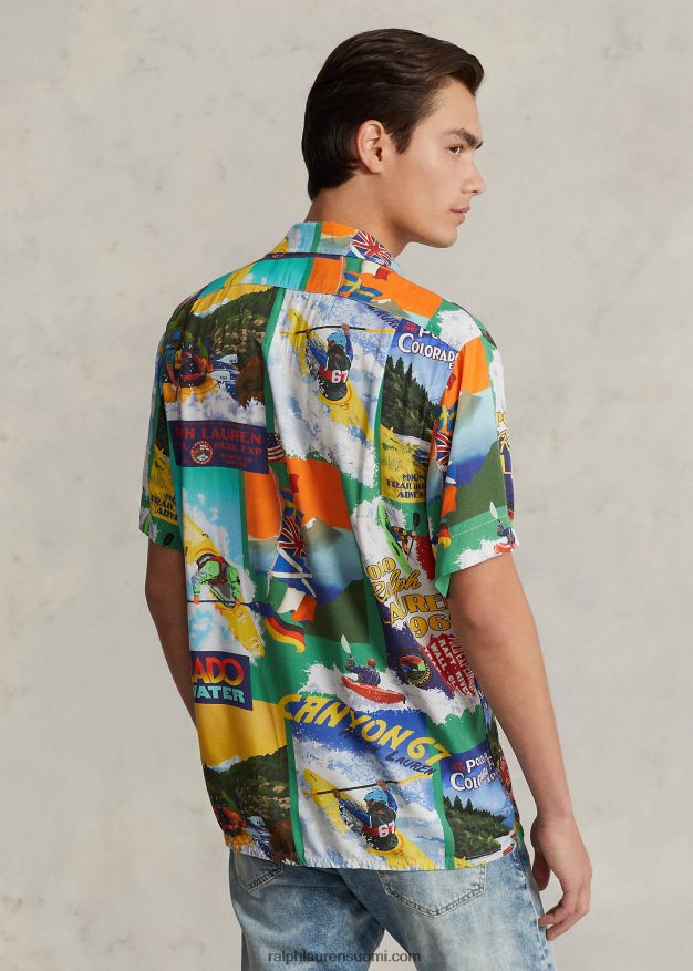 Ralph Lauren miehet Klassinen kajakkikuvioinen leiripaita 0Z24ZR714 kajakkiretkikunta