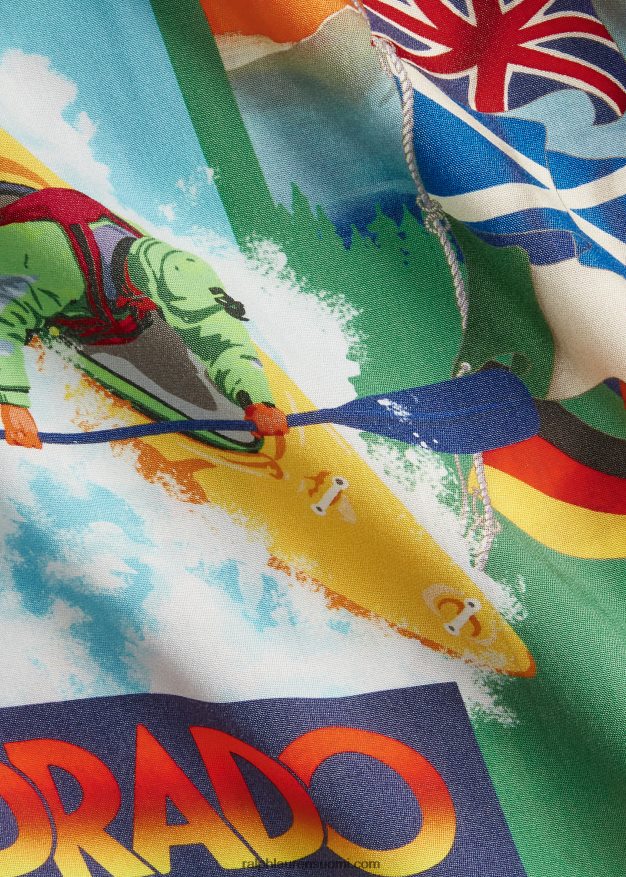 Ralph Lauren miehet Klassinen kajakkikuvioinen leiripaita 0Z24ZR714 kajakkiretkikunta