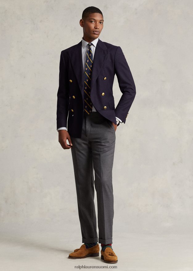 Ralph Lauren miehet Klassisen istuvuuden ruudullinen suorituspaita 0Z24ZR8487 harmaa sumu/valkoinen