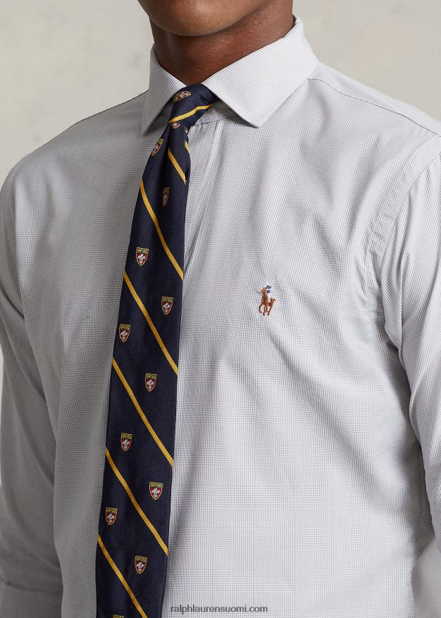 Ralph Lauren miehet Klassisen istuvuuden ruudullinen suorituspaita 0Z24ZR8487 harmaa sumu/valkoinen