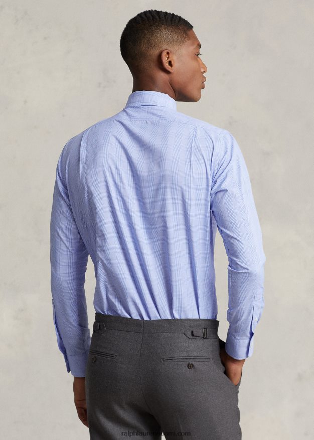 Ralph Lauren miehet Klassisen istuvuuden ruudullinen suorituspaita 0Z24ZR8488 vaaleansininen/valkoinen