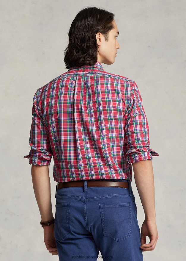 Ralph Lauren miehet Klassisen istuvuuden ruudullinen suorituspaita 0Z24ZR8668 syvä pinkki/kuninkaallinen multi