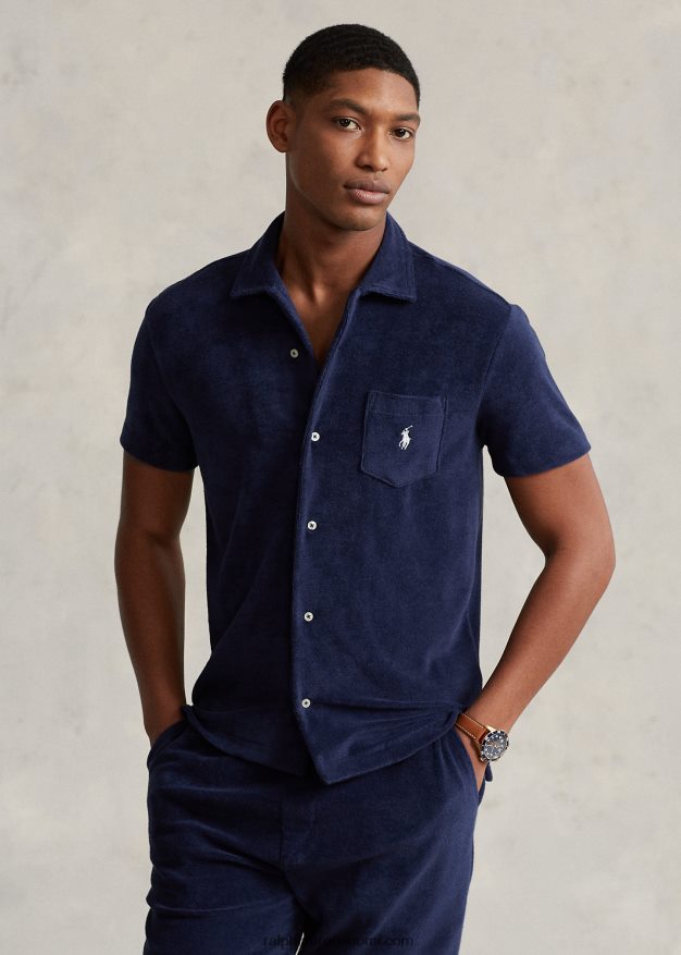 Ralph Lauren miehet Terry camp paita 0Z24ZR691 newportin laivasto