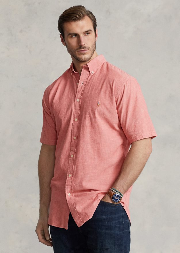 Ralph Lauren miehet chambray paita 0Z24ZR1430 merihenkinen punainen/valkoinen