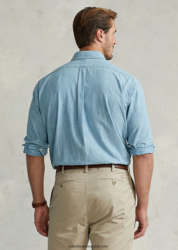 Ralph Lauren miehet chambray paita 0Z24ZR1870 vaalea indigo