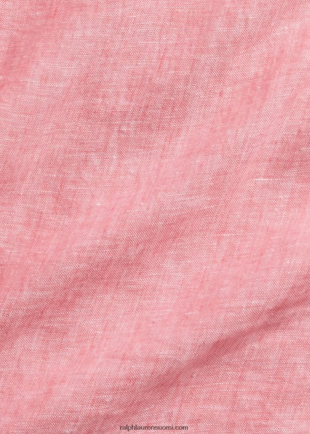 Ralph Lauren miehet custom fit pellava chambray paita 0Z24ZR965 rauhallinen koralli/valkoinen