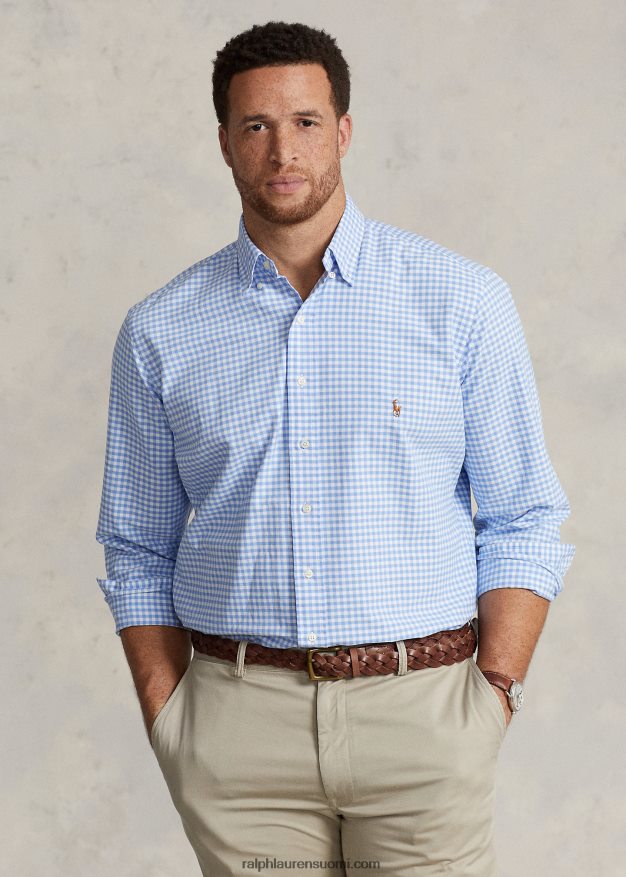 Ralph Lauren miehet gingham oxford paita 0Z24ZR1421 vaaleansininen/valkoinen