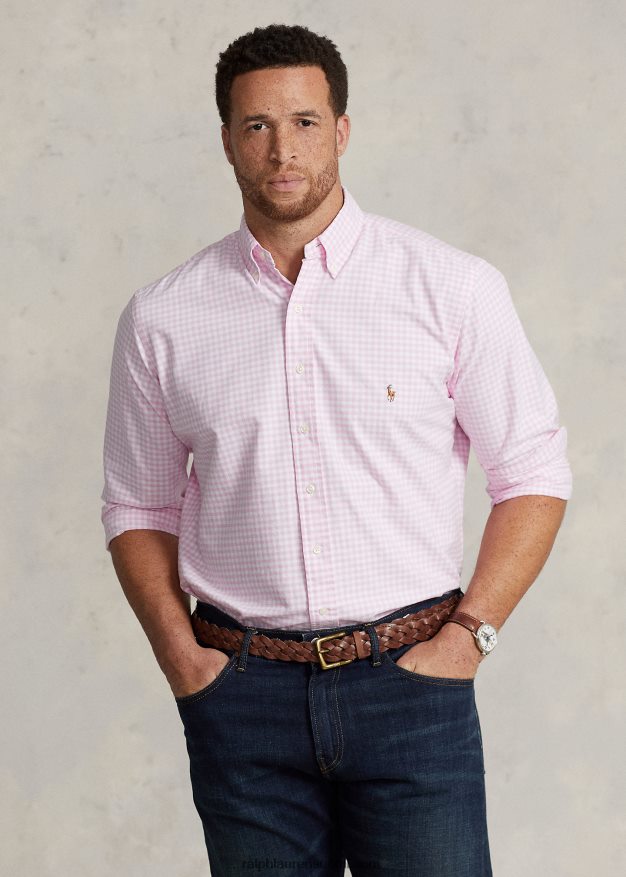 Ralph Lauren miehet gingham oxford paita 0Z24ZR1422 pinkki/valkoinen