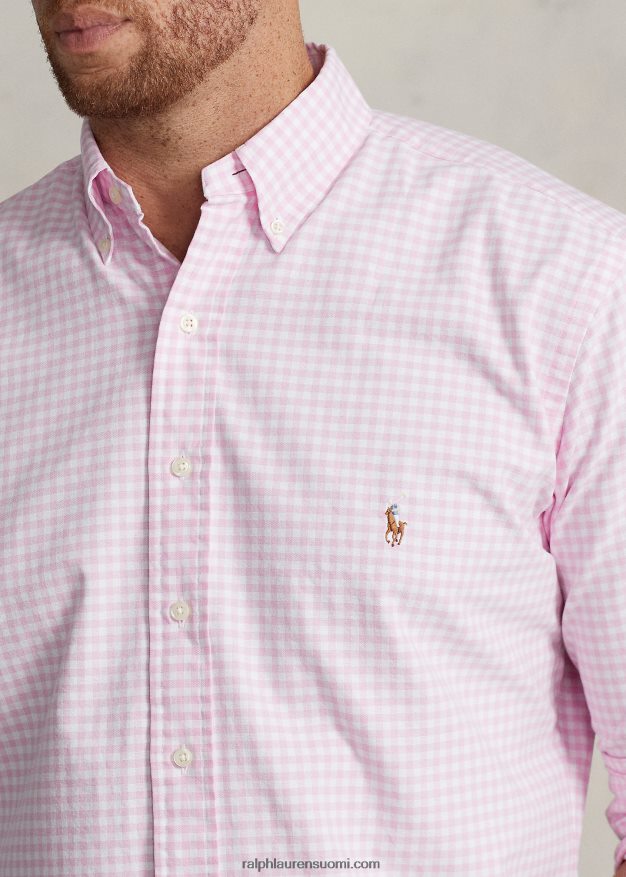 Ralph Lauren miehet gingham oxford paita 0Z24ZR1422 pinkki/valkoinen