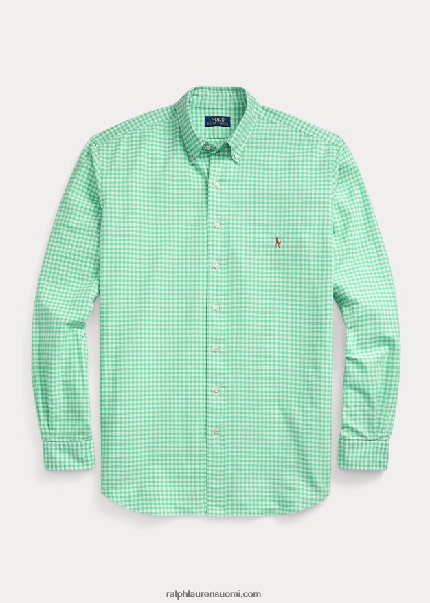 Ralph Lauren miehet gingham oxford paita 0Z24ZR1424 kesä smaragdi/valkoinen