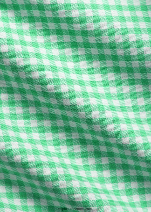 Ralph Lauren miehet gingham oxford paita 0Z24ZR1424 kesä smaragdi/valkoinen