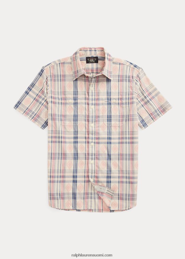 Ralph Lauren miehet jacquard madrasin työpaita 0Z24ZR1733 sininen/multi