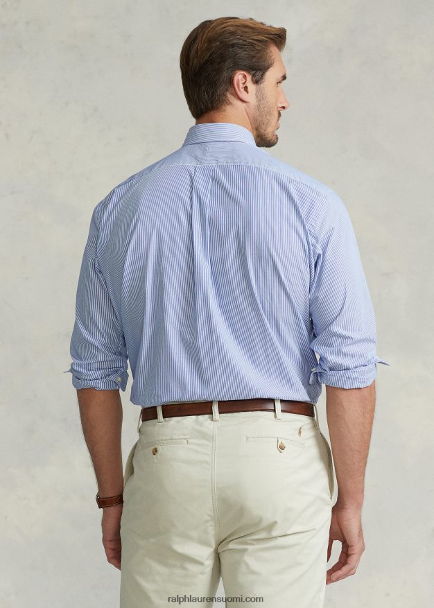 Ralph Lauren miehet joustava popliinipaita 0Z24ZR1504 sininen/valkoinen raita