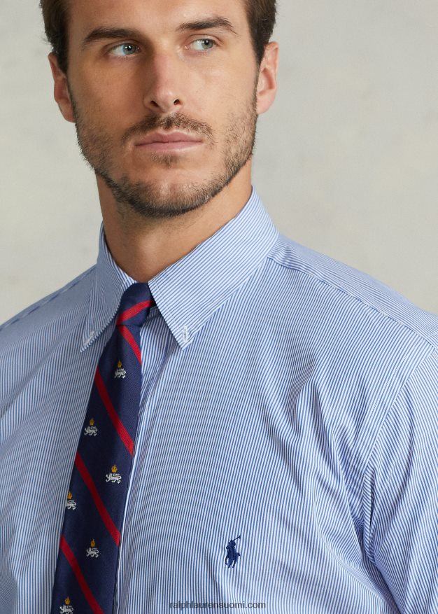 Ralph Lauren miehet joustava popliinipaita 0Z24ZR1504 sininen/valkoinen raita