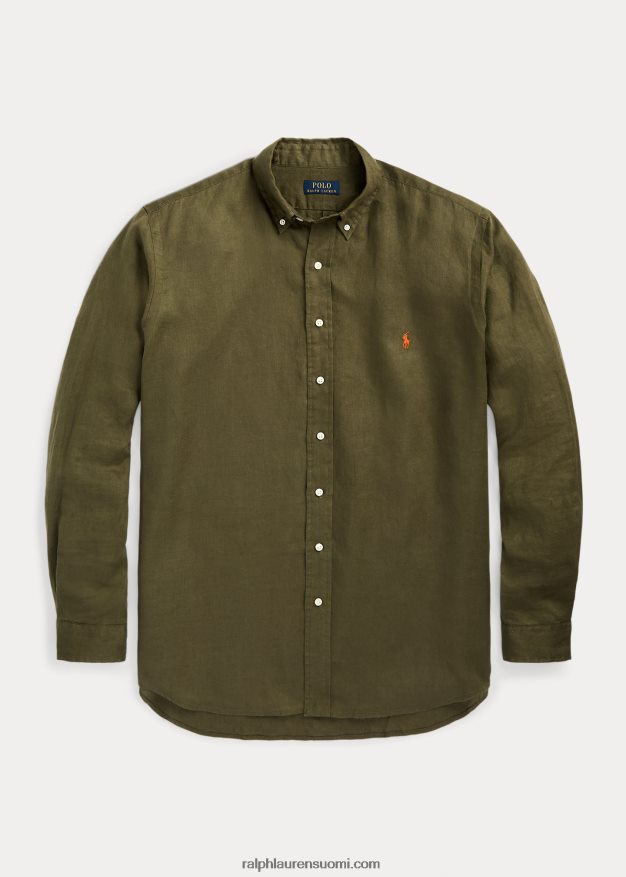 Ralph Lauren miehet kevyt pellava paita 0Z24ZR1552 tumma salvia