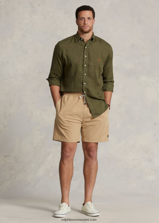 Ralph Lauren miehet kevyt pellava paita 0Z24ZR1552 tumma salvia