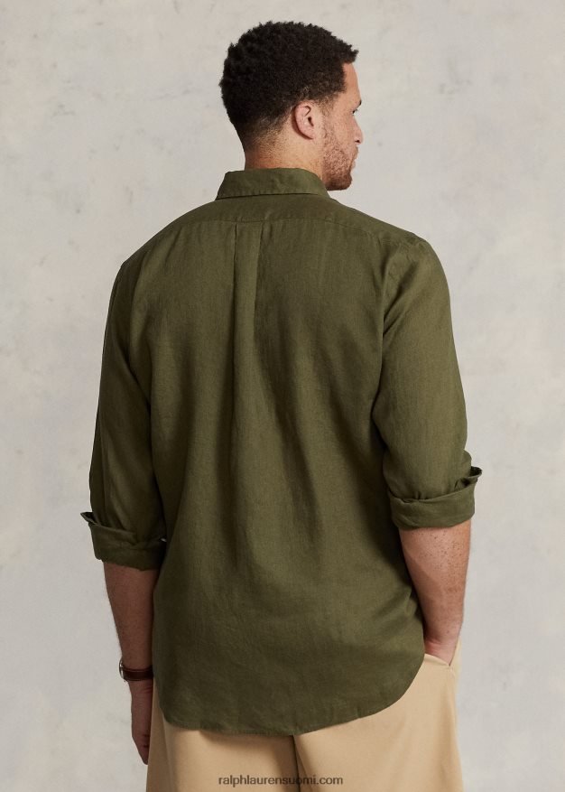 Ralph Lauren miehet kevyt pellava paita 0Z24ZR1552 tumma salvia