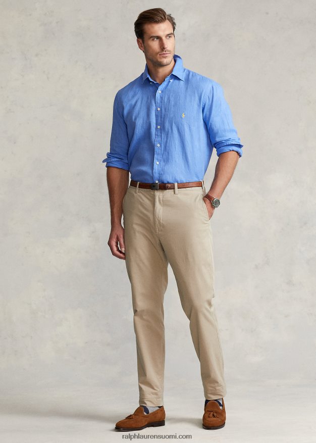 Ralph Lauren miehet kevyt pellava paita 0Z24ZR1553 satamasaaren sininen