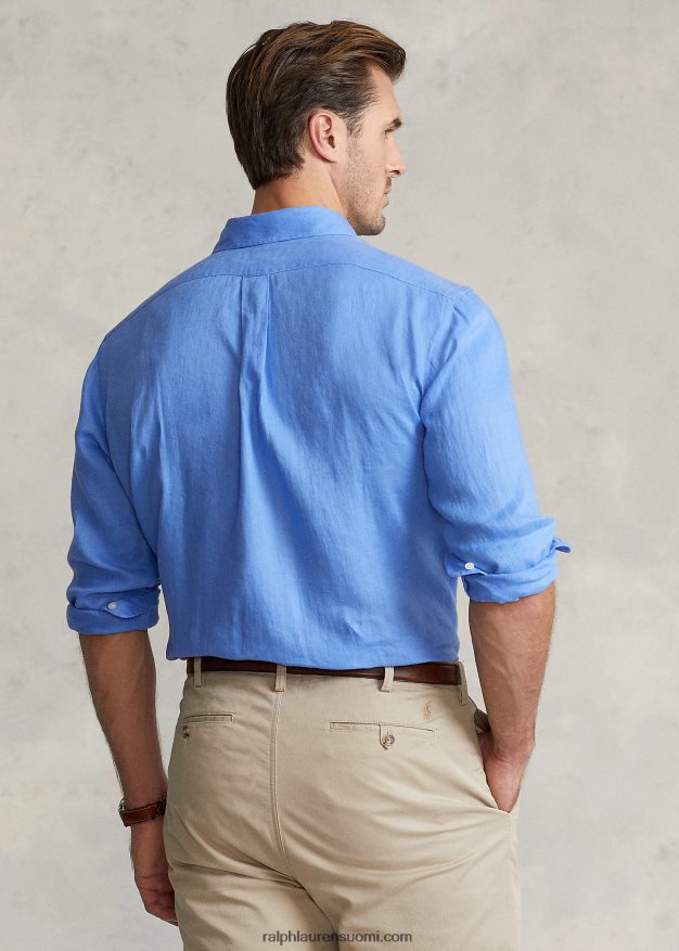 Ralph Lauren miehet kevyt pellava paita 0Z24ZR1553 satamasaaren sininen