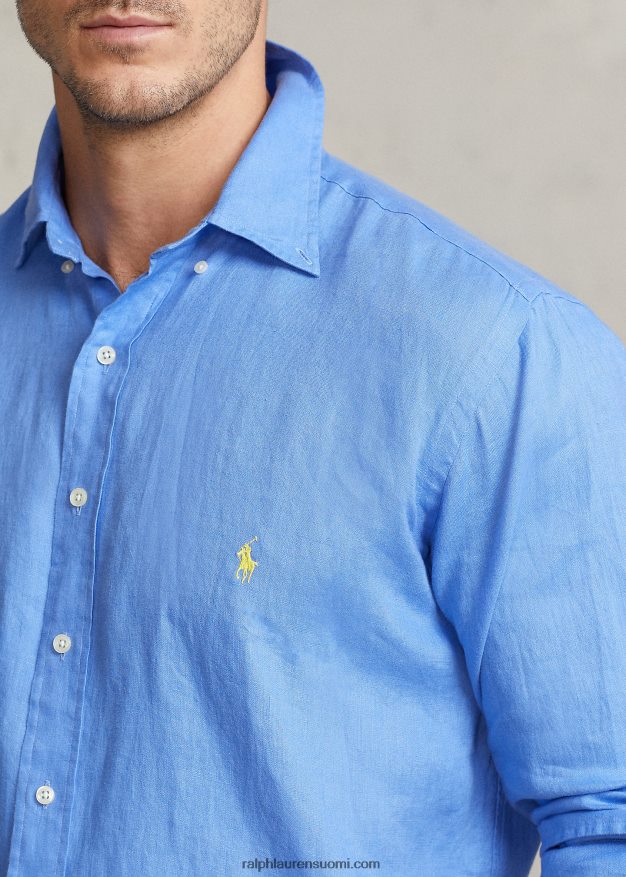 Ralph Lauren miehet kevyt pellava paita 0Z24ZR1553 satamasaaren sininen