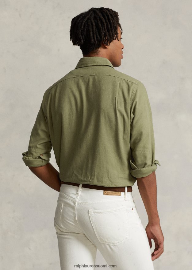 Ralph Lauren miehet klassinen istuva twill-työpaita 0Z24ZR777 roikkuu oliivi