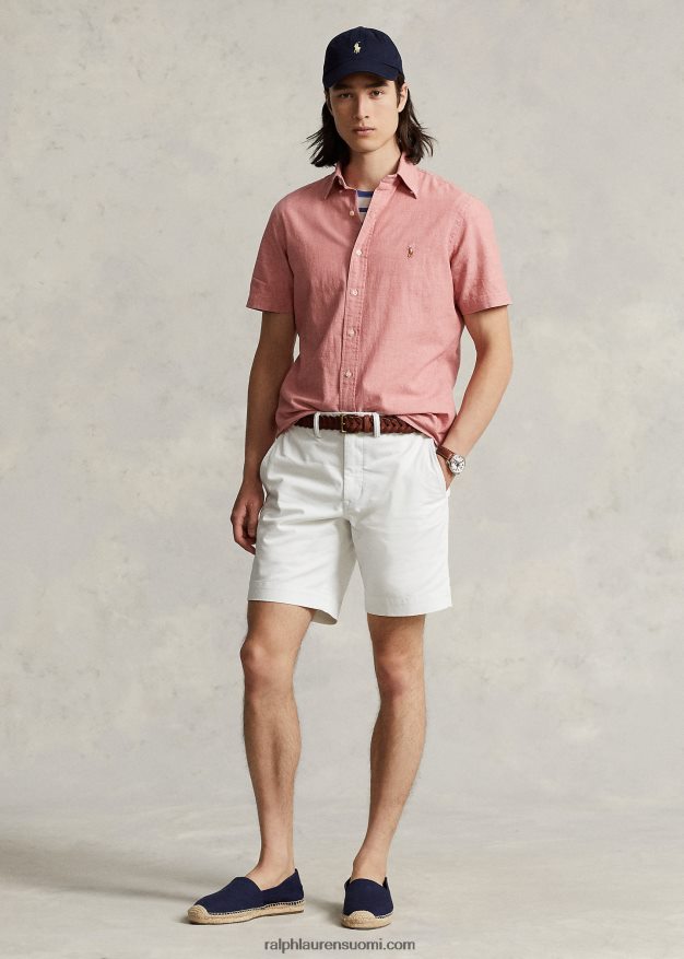 Ralph Lauren miehet klassinen istuvuus chambray paita 0Z24ZR834 merihenkinen punainen/valkoinen