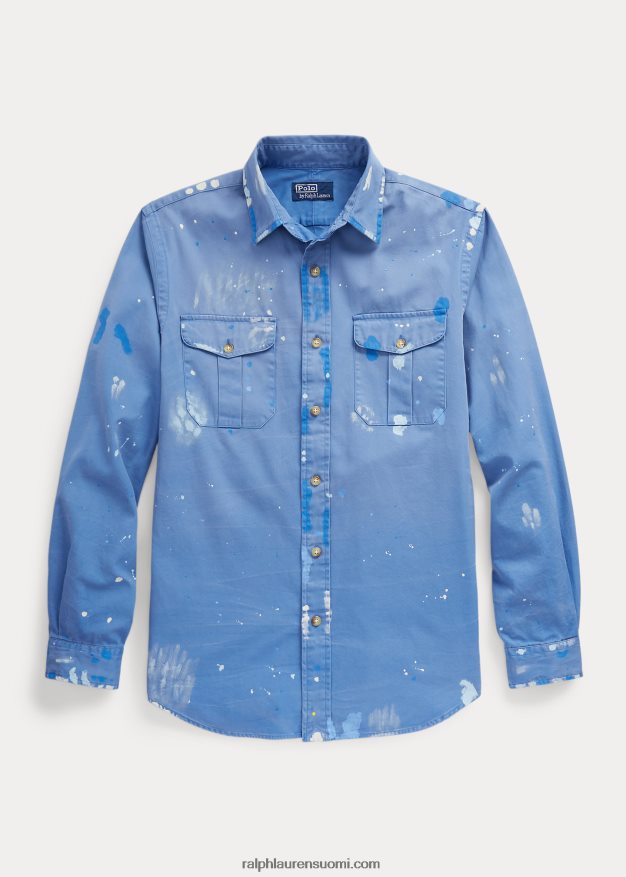 Ralph Lauren miehet klassinen istuvuus maalattu chino-työpaita 0Z24ZR879 perääntyä sininen