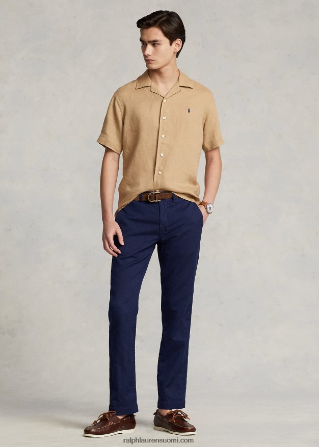 Ralph Lauren miehet klassinen istuvuus pellava camp-paita 0Z24ZR640 vintage khaki