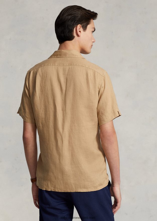 Ralph Lauren miehet klassinen istuvuus pellava camp-paita 0Z24ZR640 vintage khaki