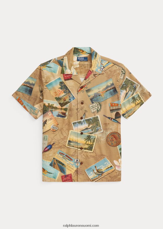 Ralph Lauren miehet klassinen istuvuus postikorttikuvioinen chino-paita 0Z24ZR663 Toivon että olisit täällä