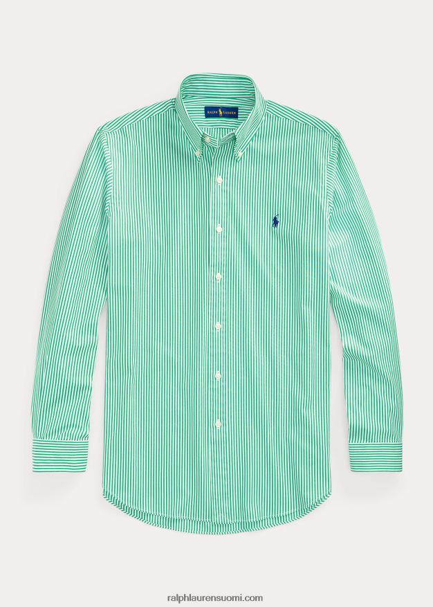 Ralph Lauren miehet klassinen istuvuus raidallinen joustava popliinipaita 0Z24ZR773 golf vihreä/valkoinen