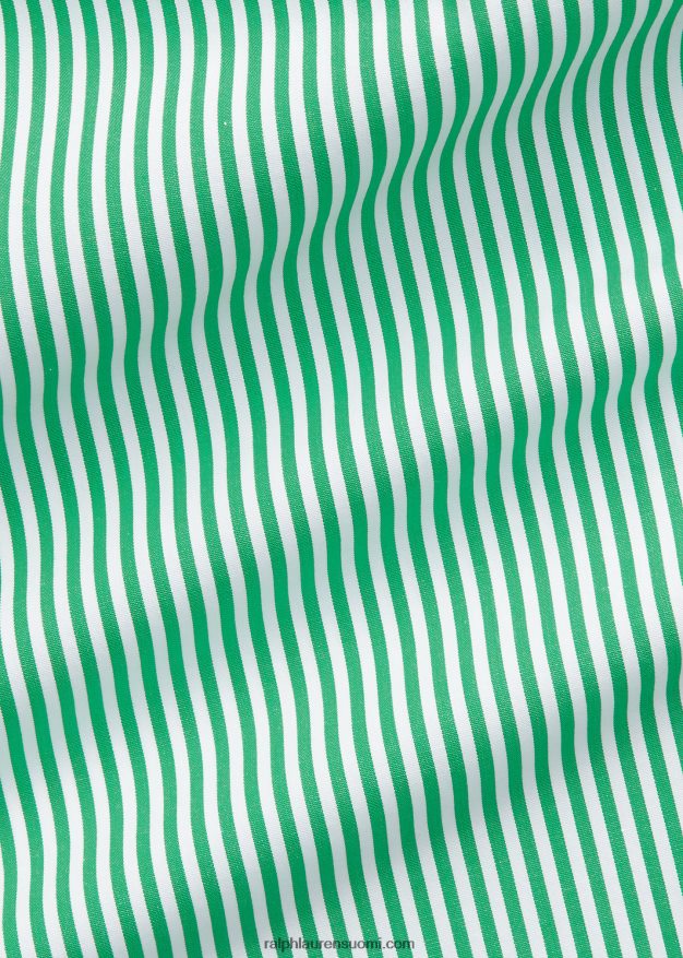 Ralph Lauren miehet klassinen istuvuus raidallinen joustava popliinipaita 0Z24ZR773 golf vihreä/valkoinen