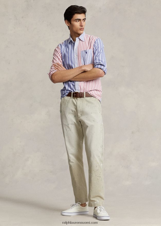 Ralph Lauren miehet klassinen istuvuus raidallinen oxford hauska paita 0Z24ZR929 hauska paita
