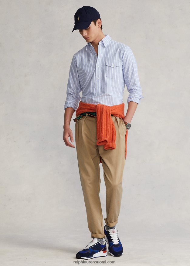 Ralph Lauren miehet klassinen istuvuus raidallinen oxford popover paita 0Z24ZR930 sinivalkoinen