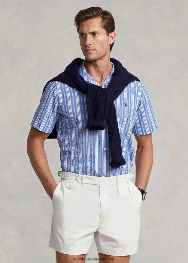 Ralph Lauren miehet klassinen istuvuus raidallinen seersucker-paita 0Z24ZR530 sinivalkoinen