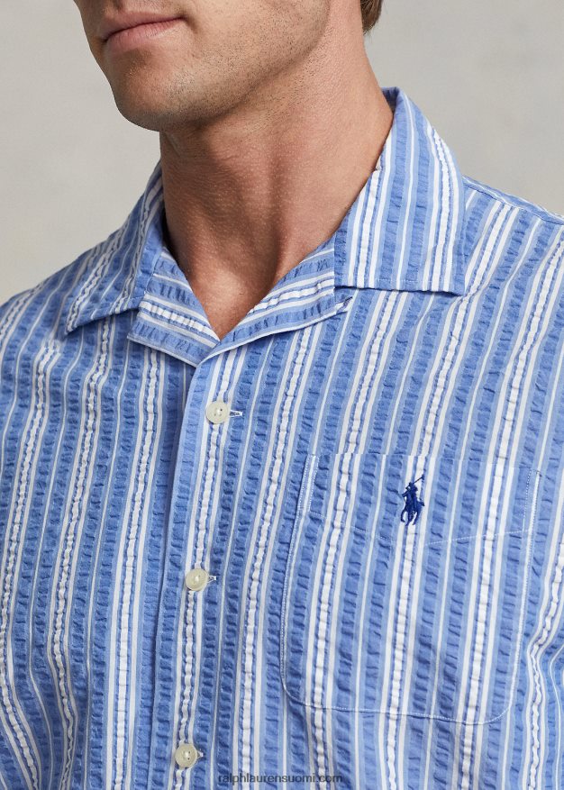 Ralph Lauren miehet klassinen istuvuus raidallinen seersucker-paita 0Z24ZR530 sinivalkoinen