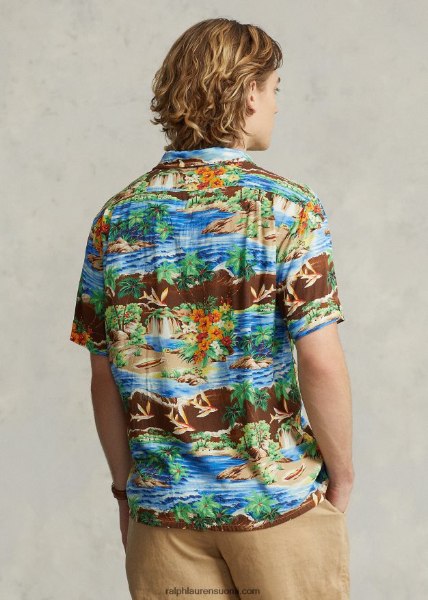 Ralph Lauren miehet klassinen istuvuus trooppisella printillä 0Z24ZR877 lentävien kalojen paratiisi