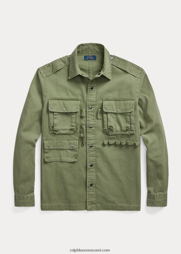 Ralph Lauren miehet klassinen kalanruotopaita 0Z24ZR639 oliivi kalanruoto