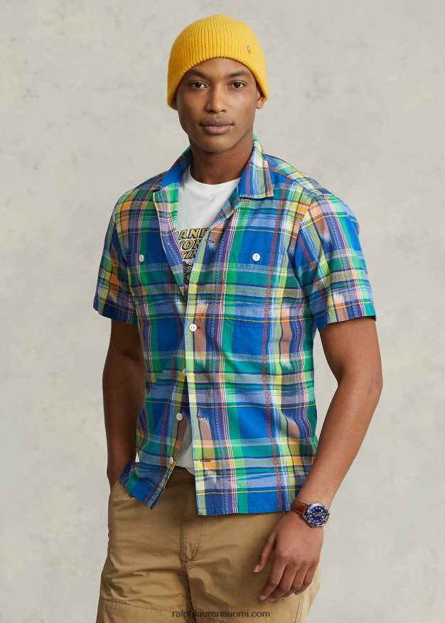 Ralph Lauren miehet klassinen madras-leiripaita 0Z24ZR765 kuninkaallinen/oranssi multi