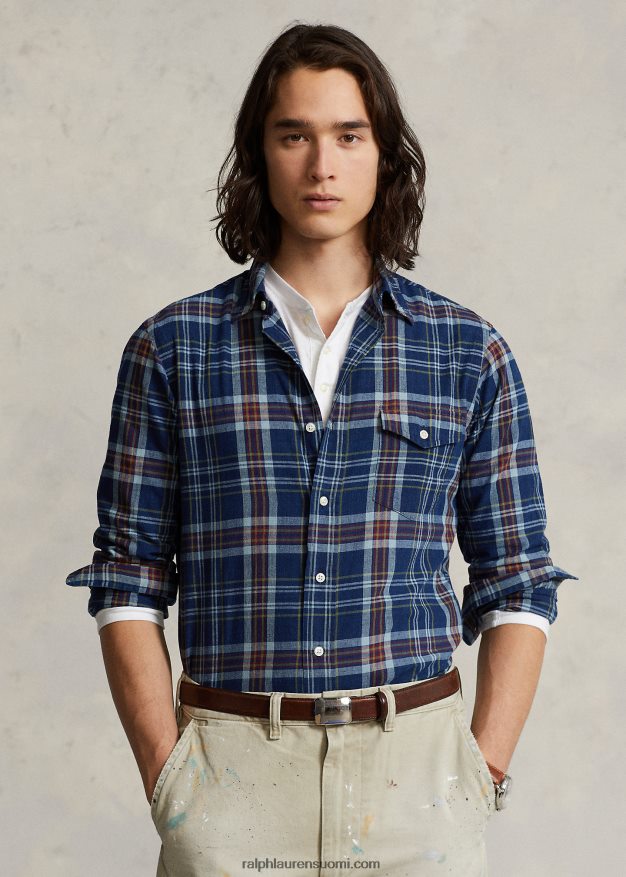 Ralph Lauren miehet klassinen madras-paita 0Z24ZR8517 indigo/punainen multi