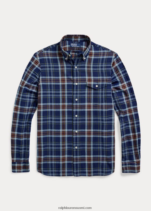 Ralph Lauren miehet klassinen madras-paita 0Z24ZR8517 indigo/punainen multi