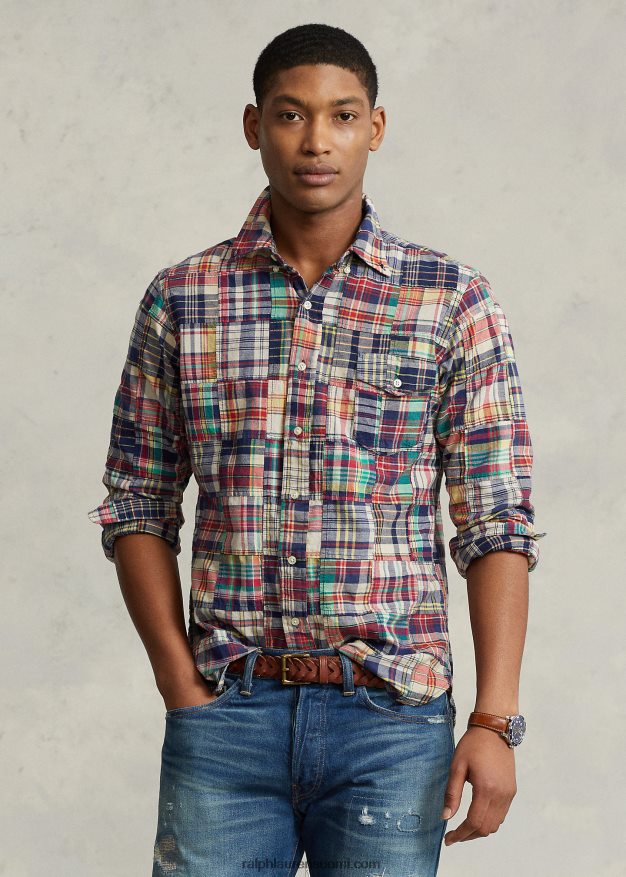 Ralph Lauren miehet klassinen madras tilkkutukkapaita 0Z24ZR8524 madrasin tilkkutäkki