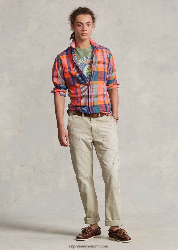 Ralph Lauren miehet klassinen madras-työpaita 0Z24ZR906 oranssi/violetti multi