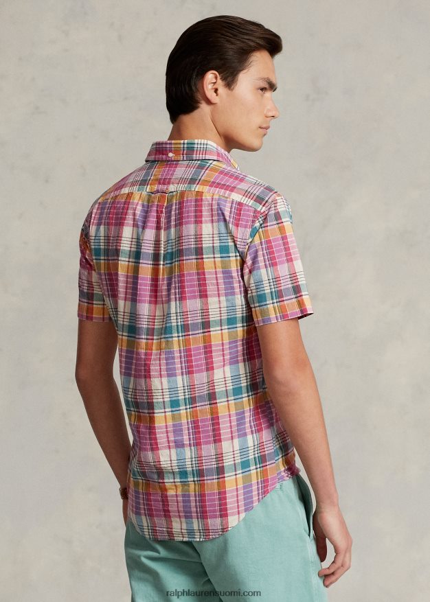 Ralph Lauren miehet klassinen madrasin popover-paita 0Z24ZR1020 pinkki/kermanvärinen multi