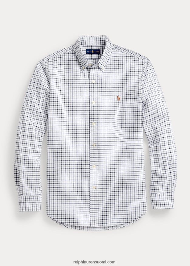 Ralph Lauren miehet klassinen malli tattersall oxford paita 0Z24ZR8423 harmaa kanerva/valkoinen