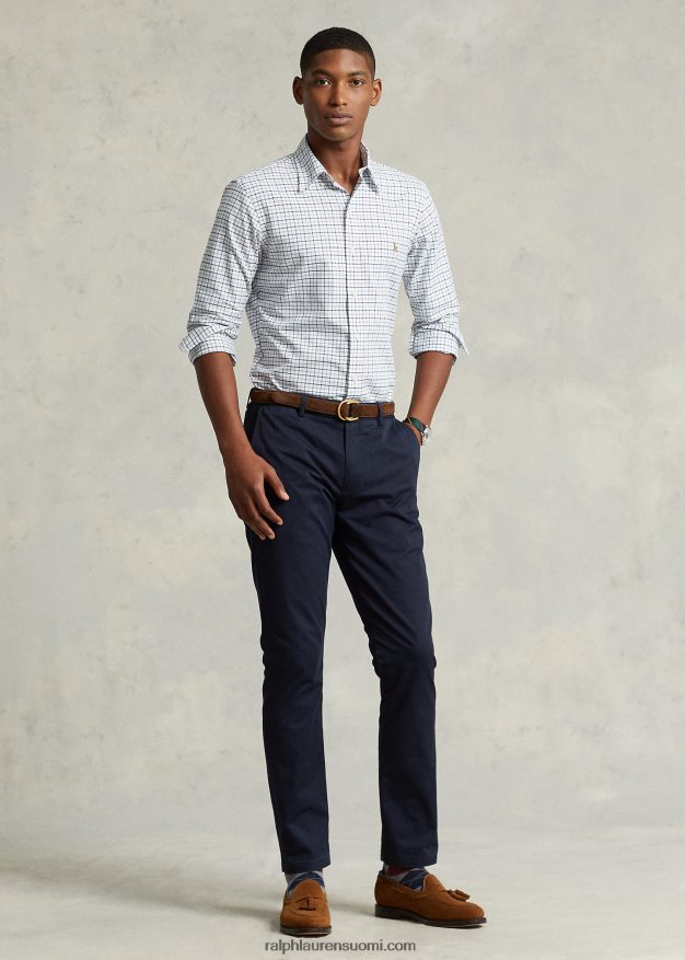 Ralph Lauren miehet klassinen malli tattersall oxford paita 0Z24ZR8423 harmaa kanerva/valkoinen