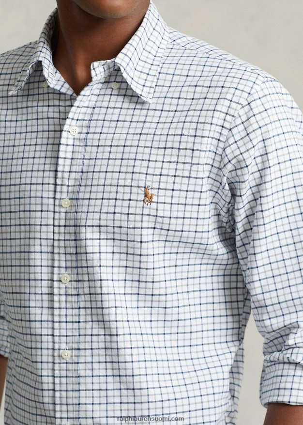 Ralph Lauren miehet klassinen malli tattersall oxford paita 0Z24ZR8423 harmaa kanerva/valkoinen