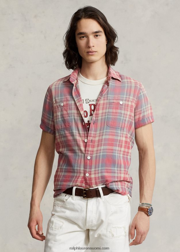 Ralph Lauren miehet klassinen ruudullinen flanellityöpaita 0Z24ZR8452 pinkki/sininen multi
