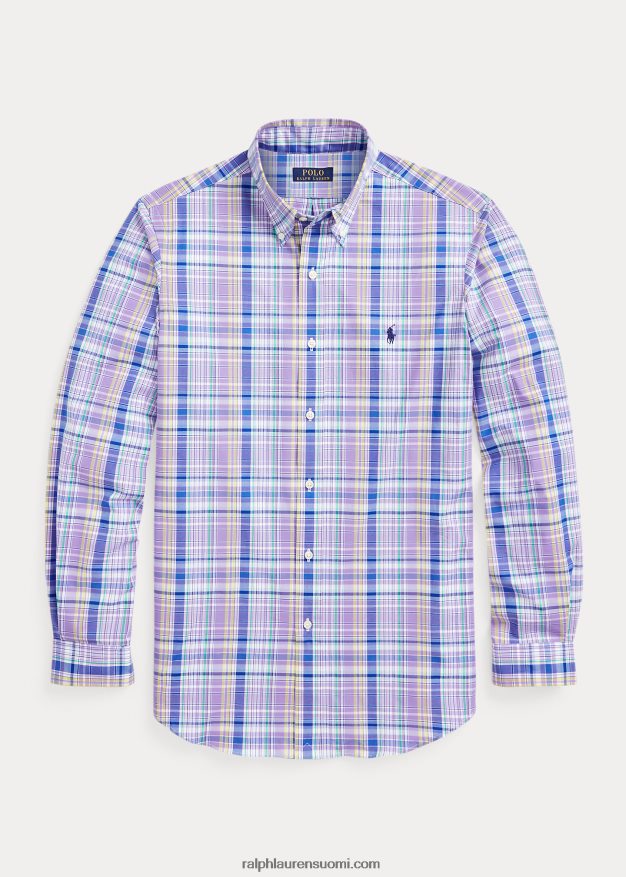 Ralph Lauren miehet klassinen ruudullinen joustava popliinipaita 0Z24ZR572 violetti/keltainen multi