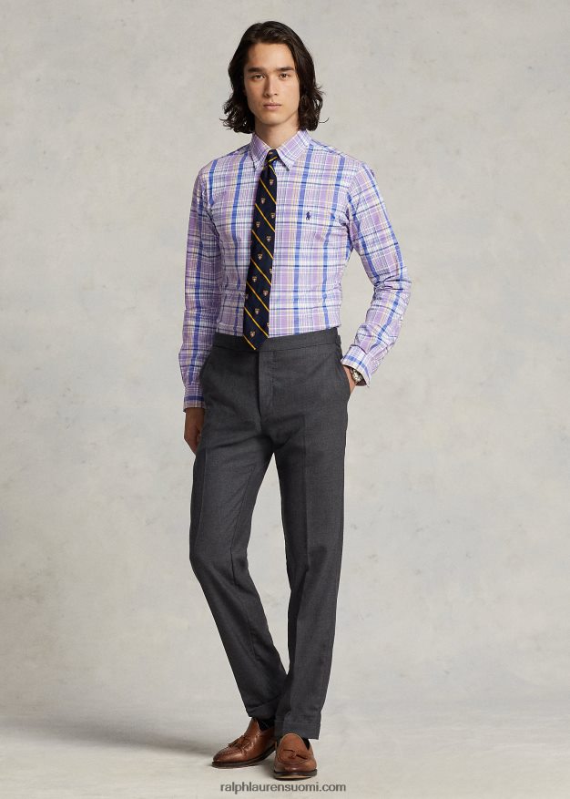 Ralph Lauren miehet klassinen ruudullinen joustava popliinipaita 0Z24ZR572 violetti/keltainen multi